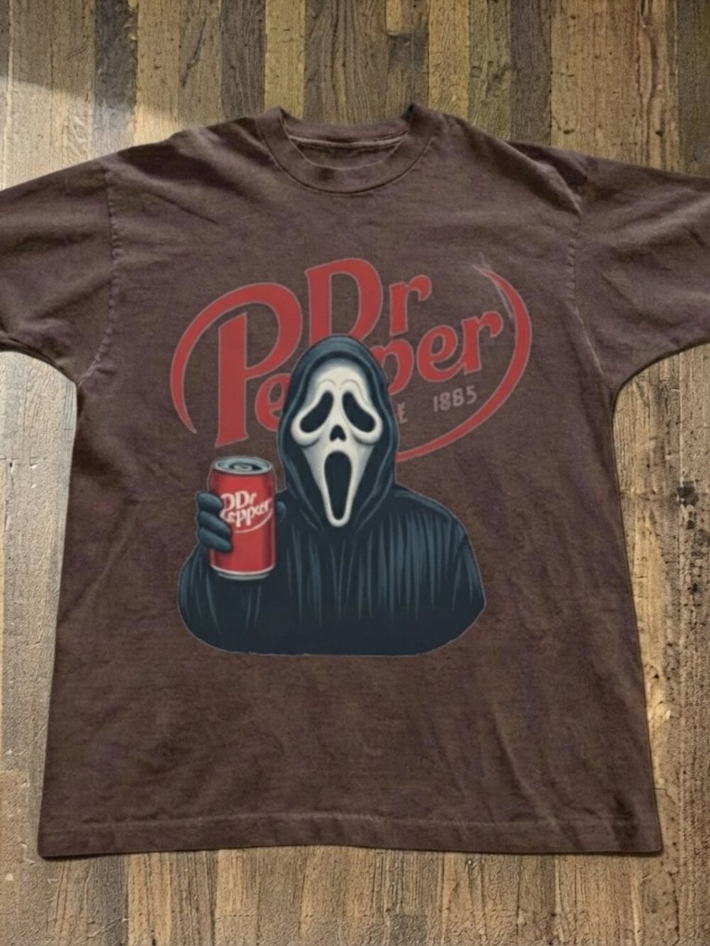 Gildan Ghostface Scream Dr Pepper Dark Chocolate T-Shirt